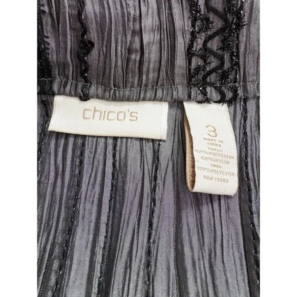 Chico’s Gray Black Blazer Open Front Sz 3 X-Large Women Dressy Black Lace Trim - Picture 3 of 9